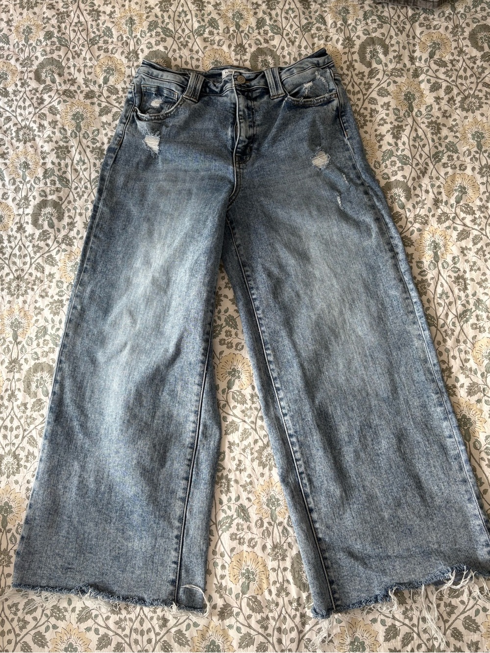 Flying Monkey Light Blue Wide Leg Distressed Jeans